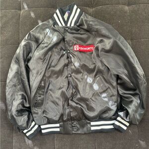 Kensworth vintage 80s coach black jacket with white stripes Mens S